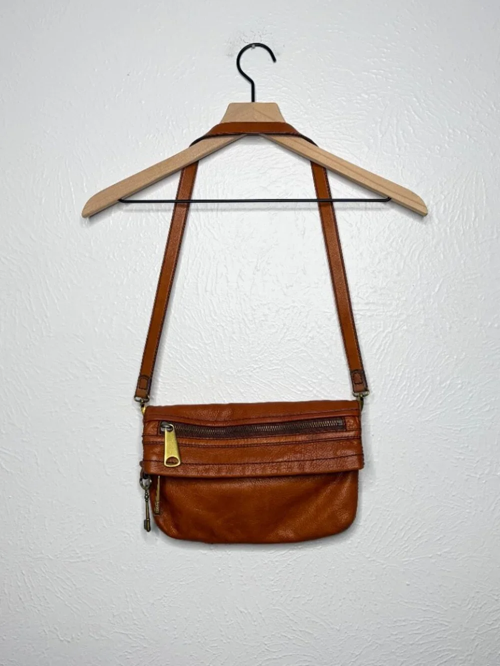 Vintage Fossil Brown Leather Crossbody Purse